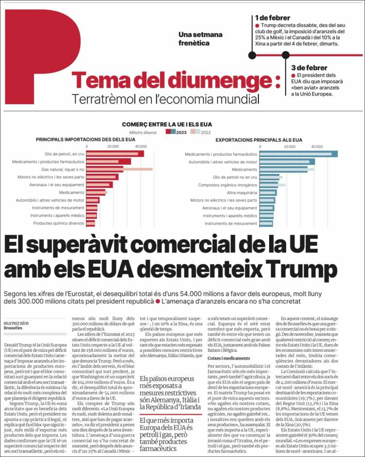 Portada de El Periódico de Catalunya (España)