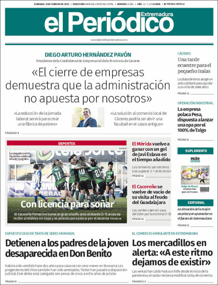 Portada de El Periódico de Extremadura (Spain)