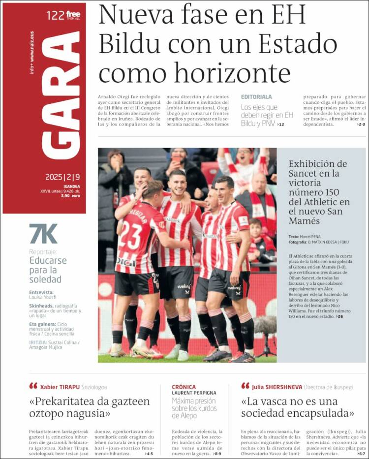 Portada de Gara (España)