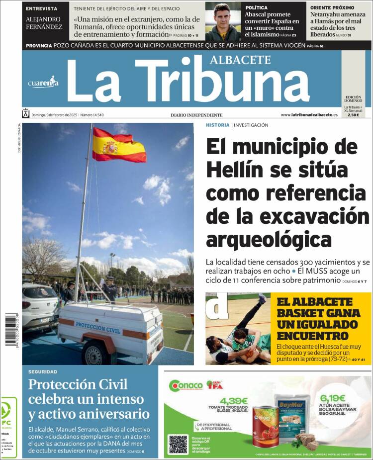 Portada de La Tribuna de Albacete (España)