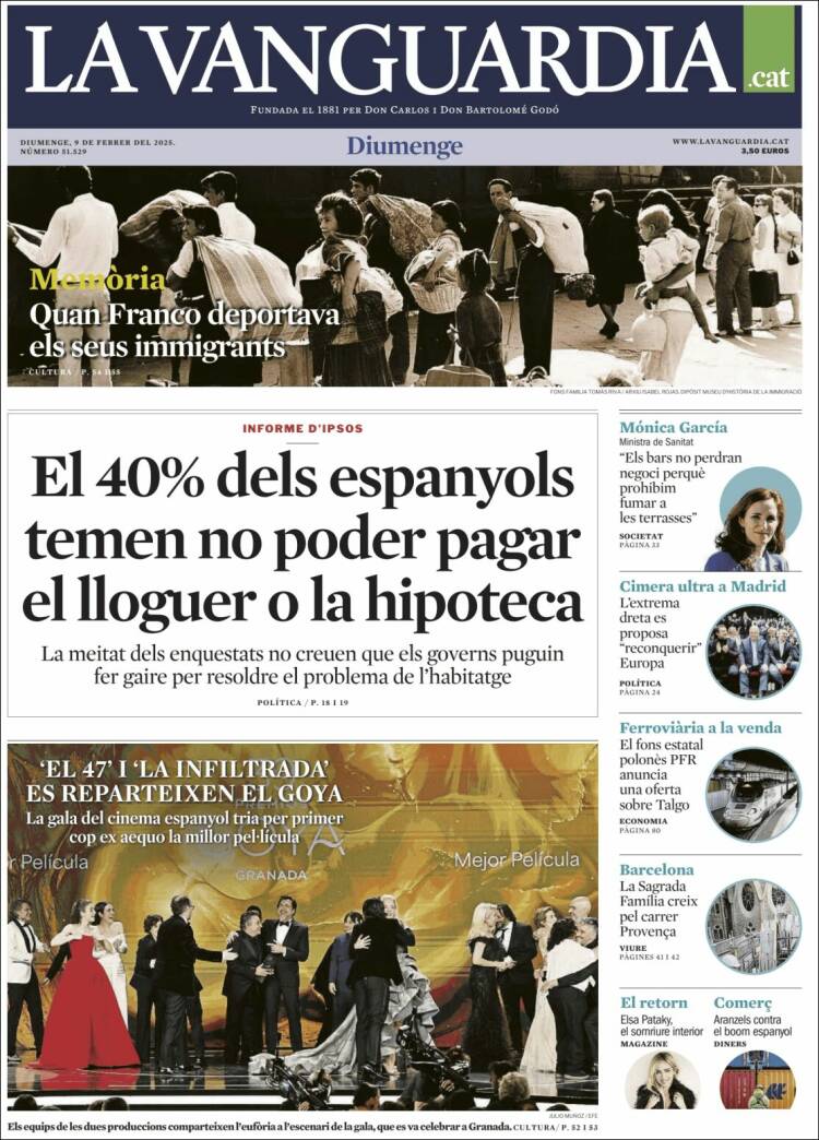 Portada de La Vanguardia (Espagne)