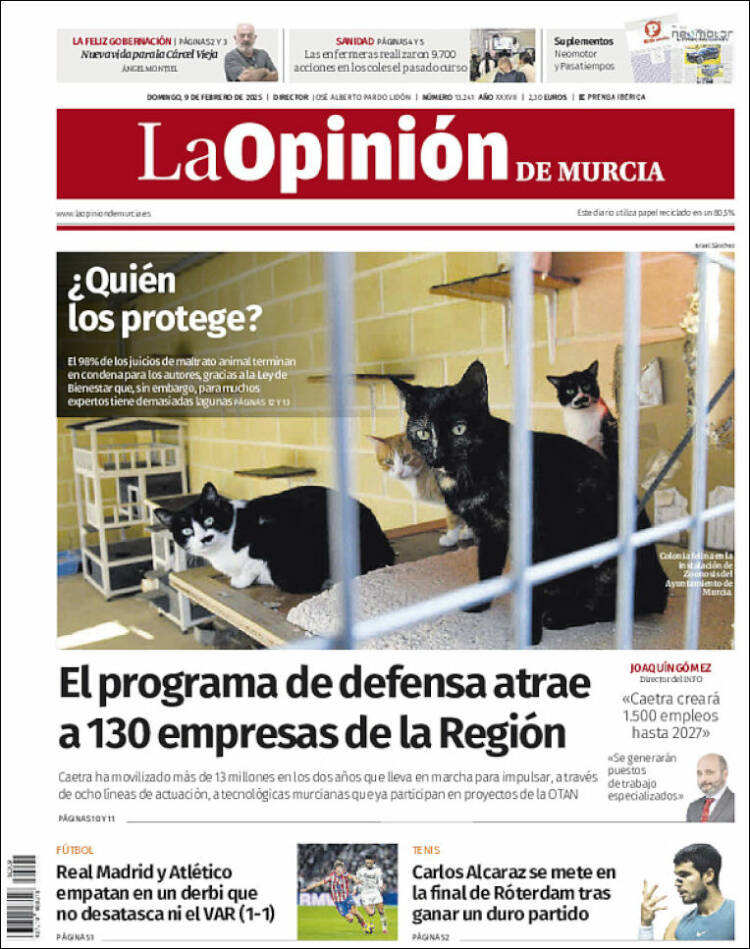 Portada de La Opinión de Murcia (Espagne)