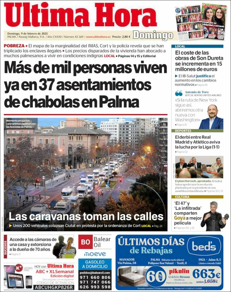 Portada de Última Hora (Espagne)