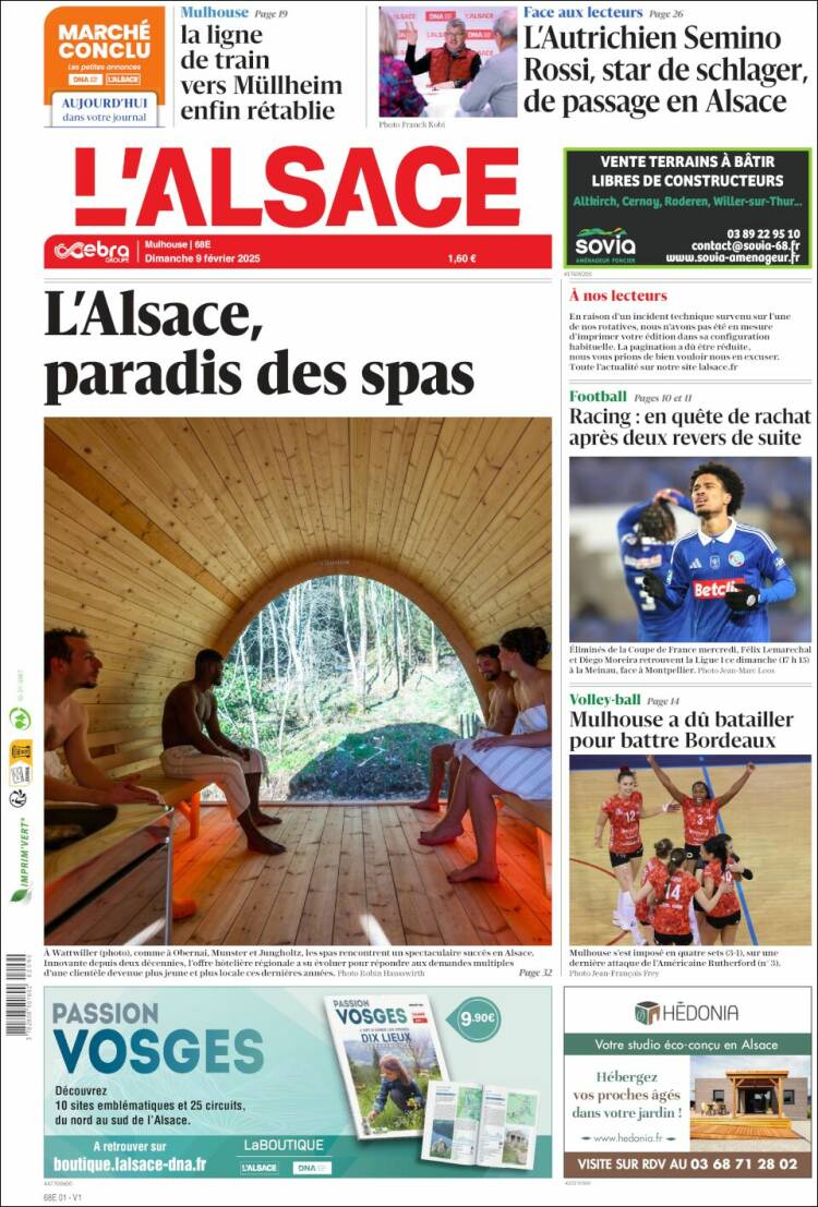 Portada de Journal L'Alsace (Francia)