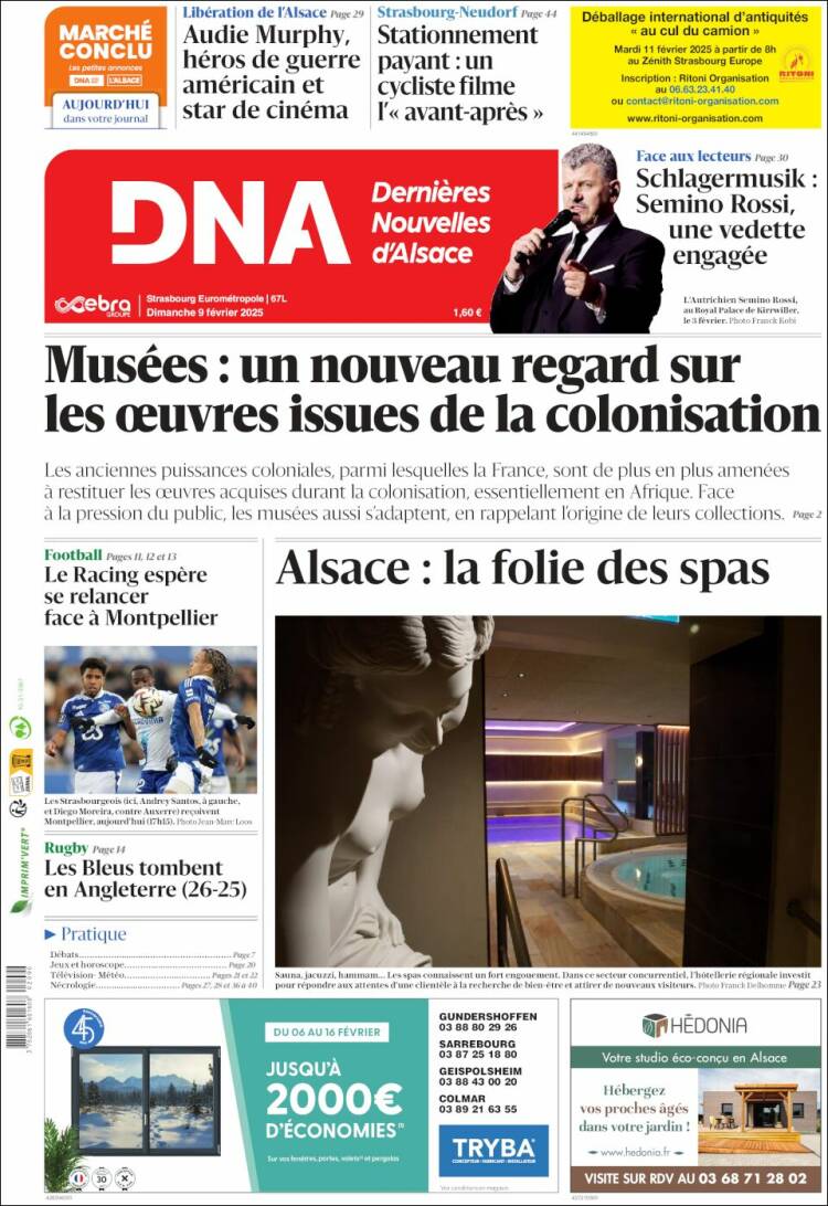 Portada de Les Dernières Nouvelles d'Alsace (France)