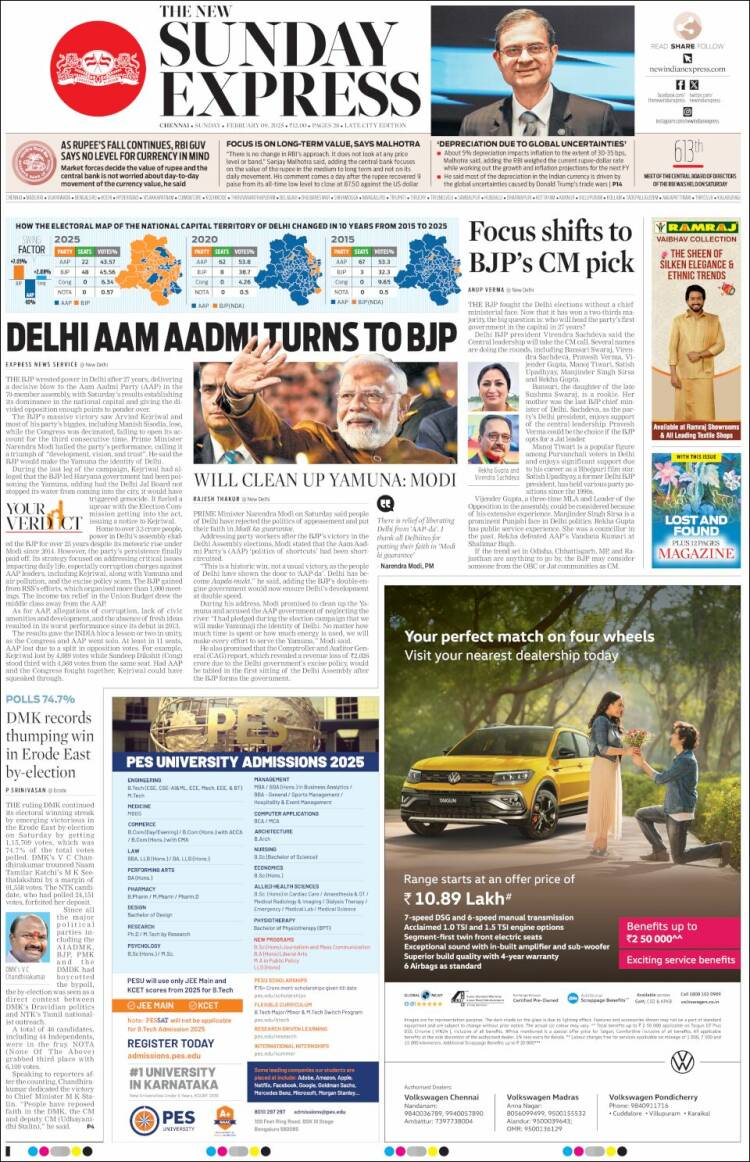 Portada de New Indian Express (India)