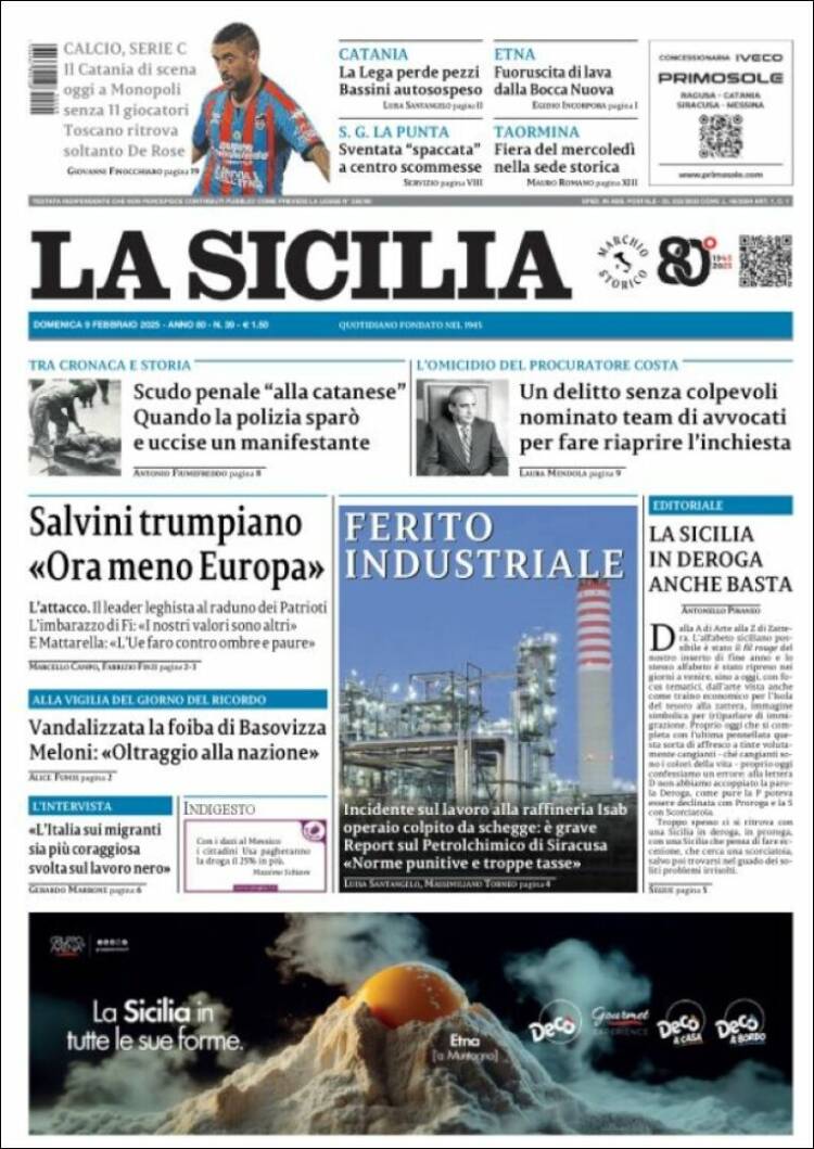 Portada de La Sicilia (Italy)