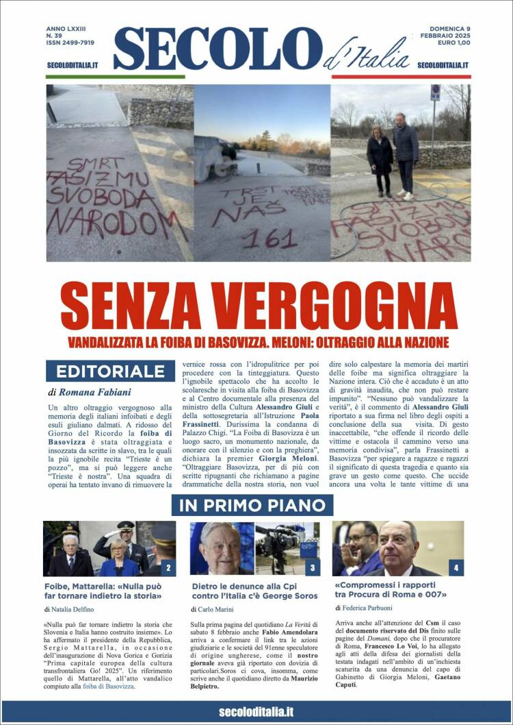 Portada de Secolo d'Italia (Italie)