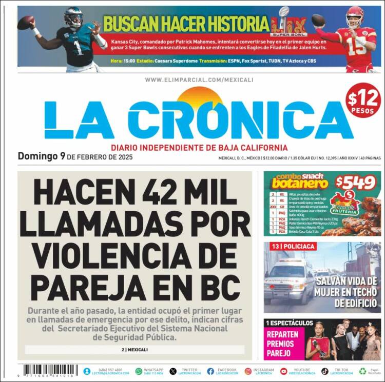 Portada de La Crónica de Baja California (Mexique)