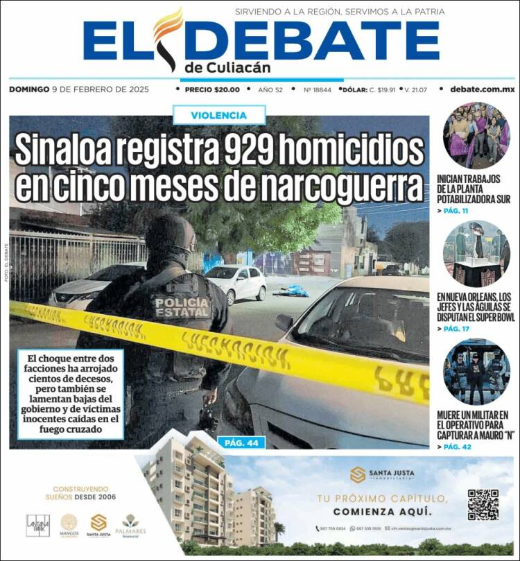 Portada de El Debate de Culiacán (Mexico)