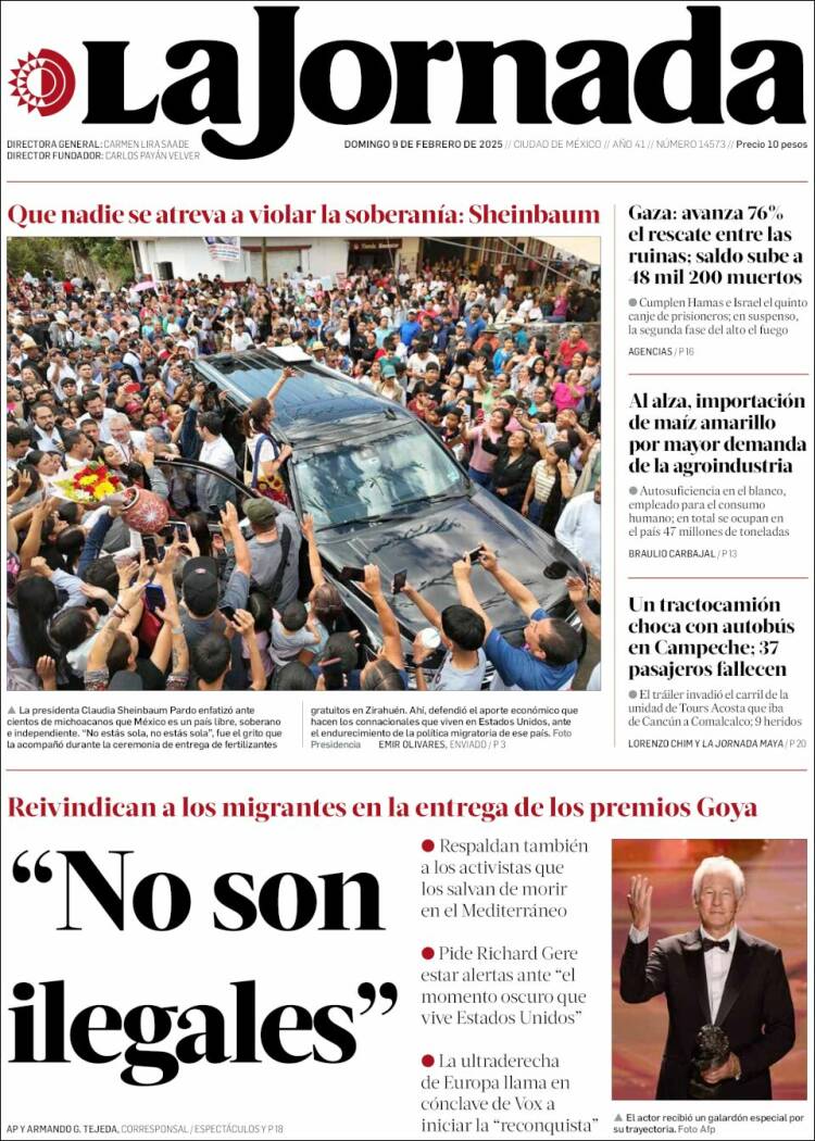 Portada de La Jornada (México)