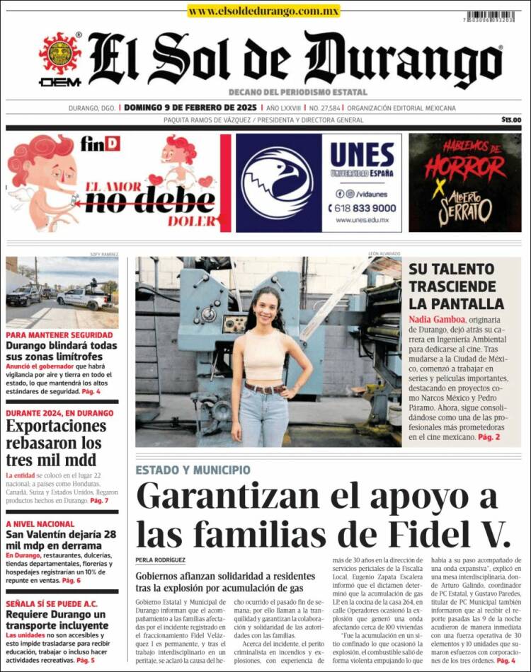 Portada de El Sol de Durango (Mexico)