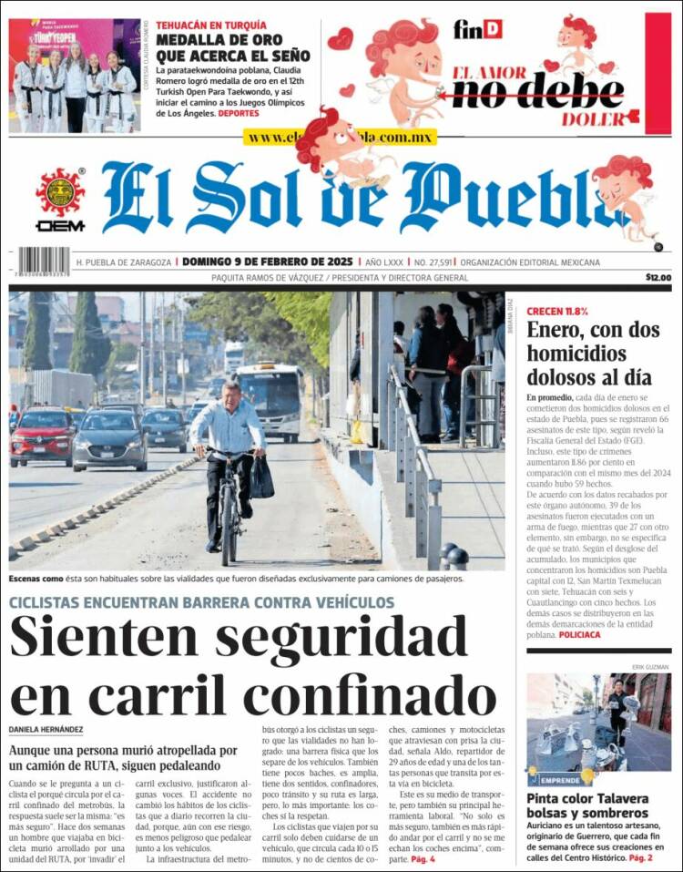 Portada de El Sol de Puebla (México)