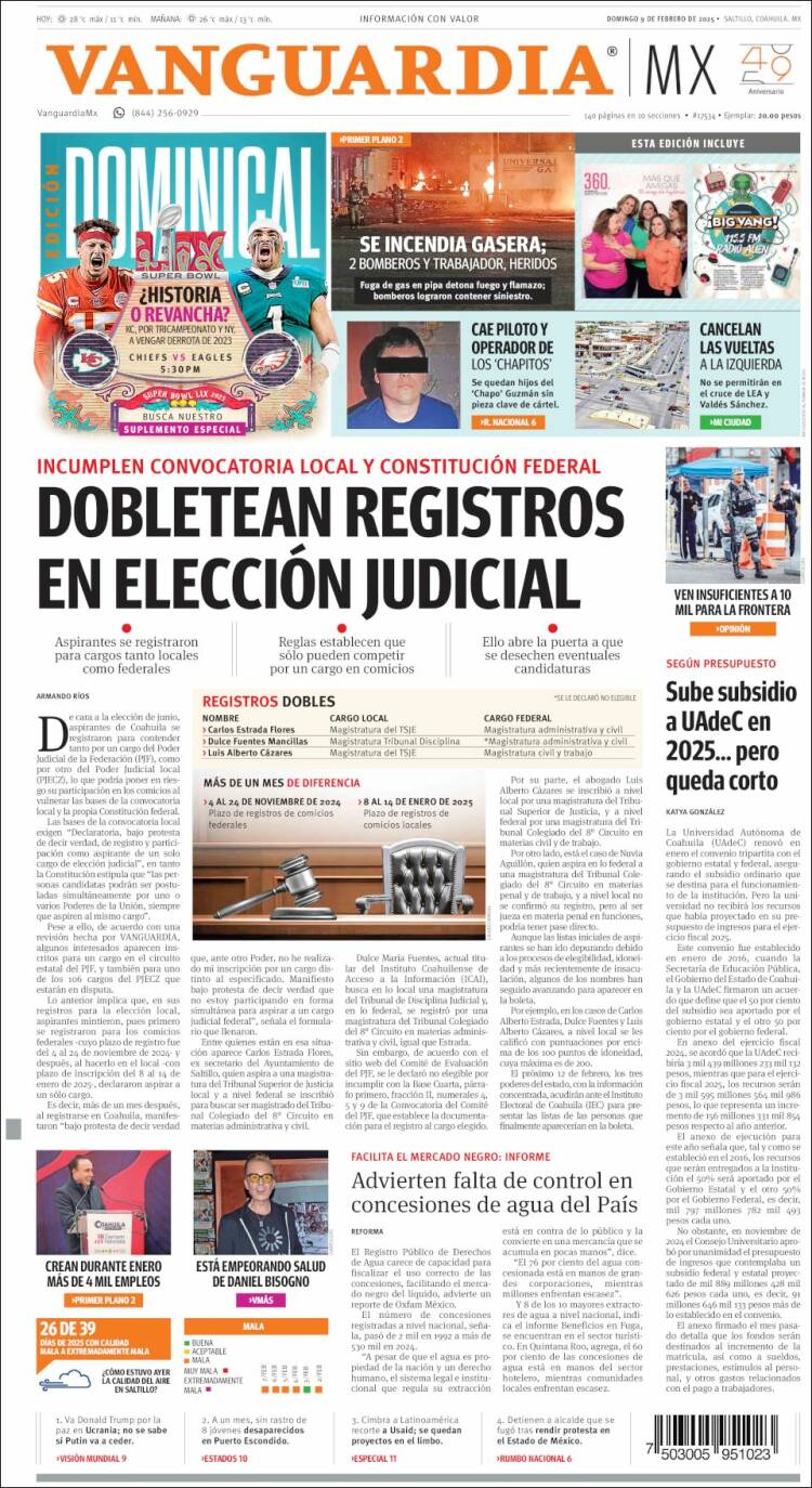 Portada de Vanguardia (México)