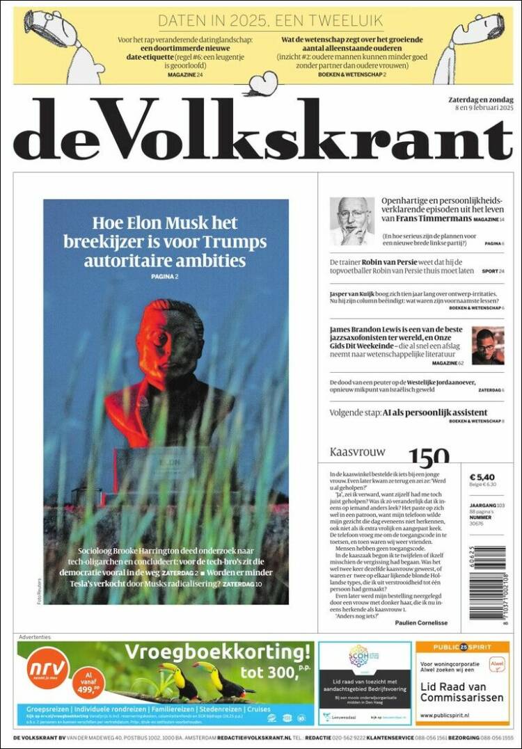 Portada de De Volkskrant (Países Bajos)