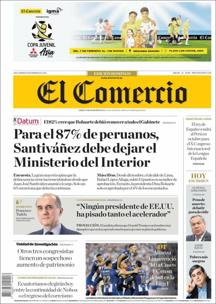 Portada de El Comercio (Peru)