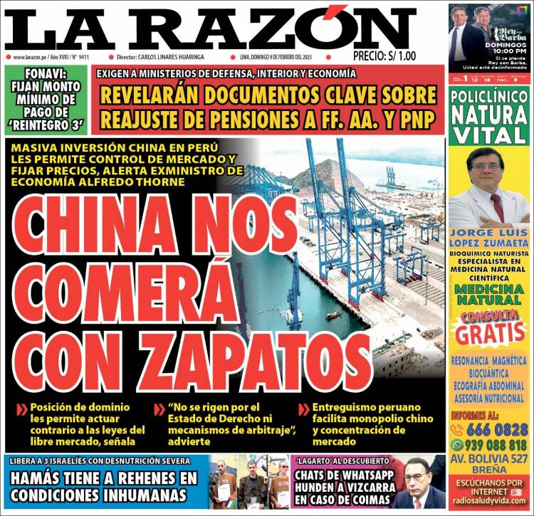 Portada de La Razón (Perú)