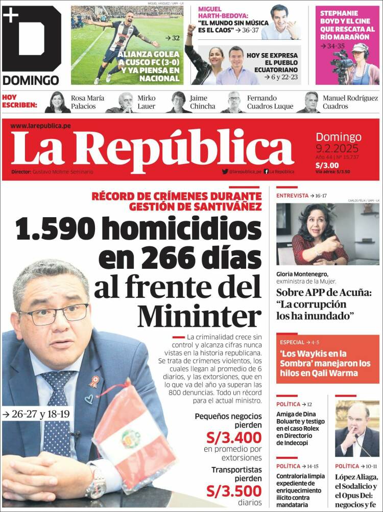 Portada de La Republica (Peru)