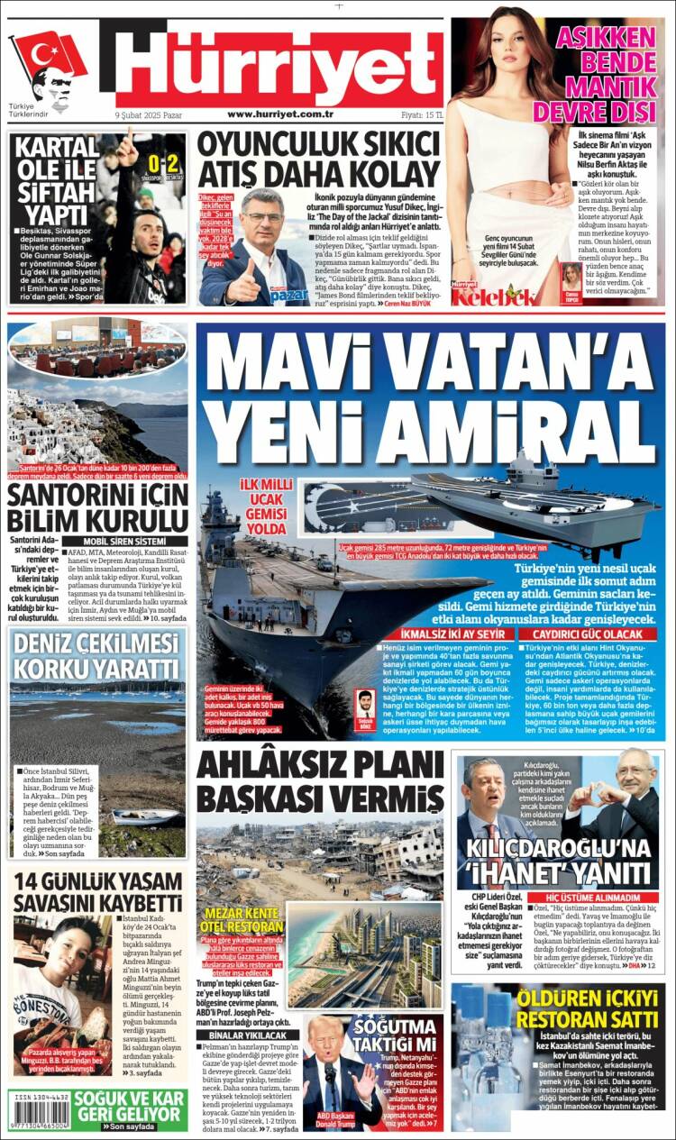 Portada de Hürriyet (Turquie)