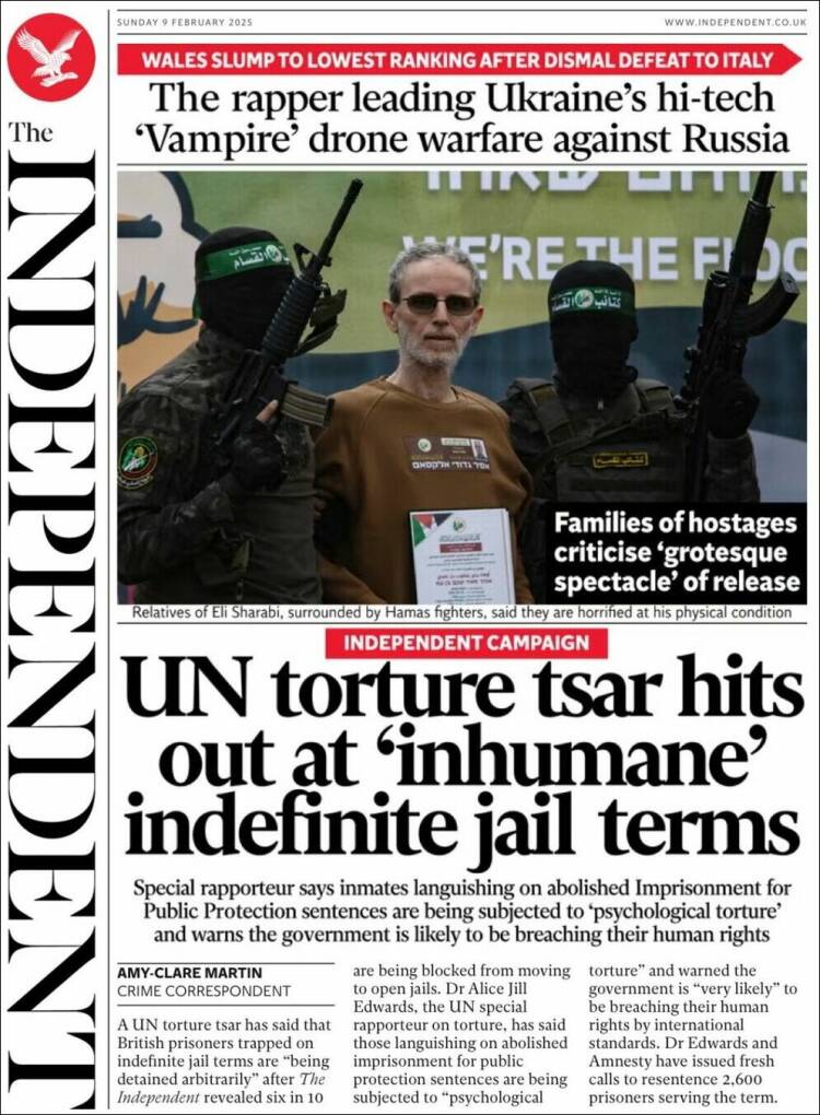 Portada de The Independent (Reino Unido)