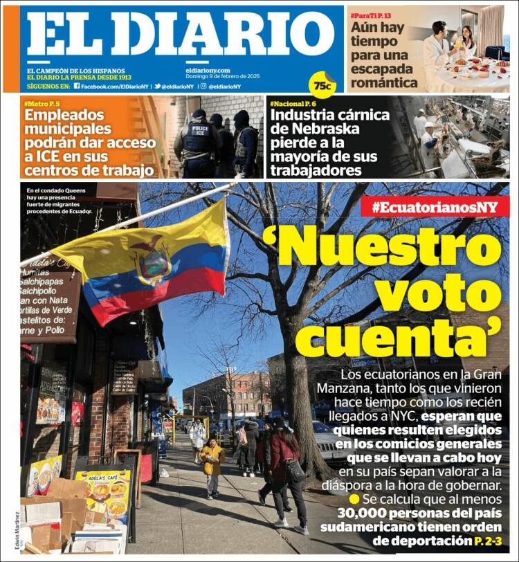 Portada de El Diario NY (États-Unis)