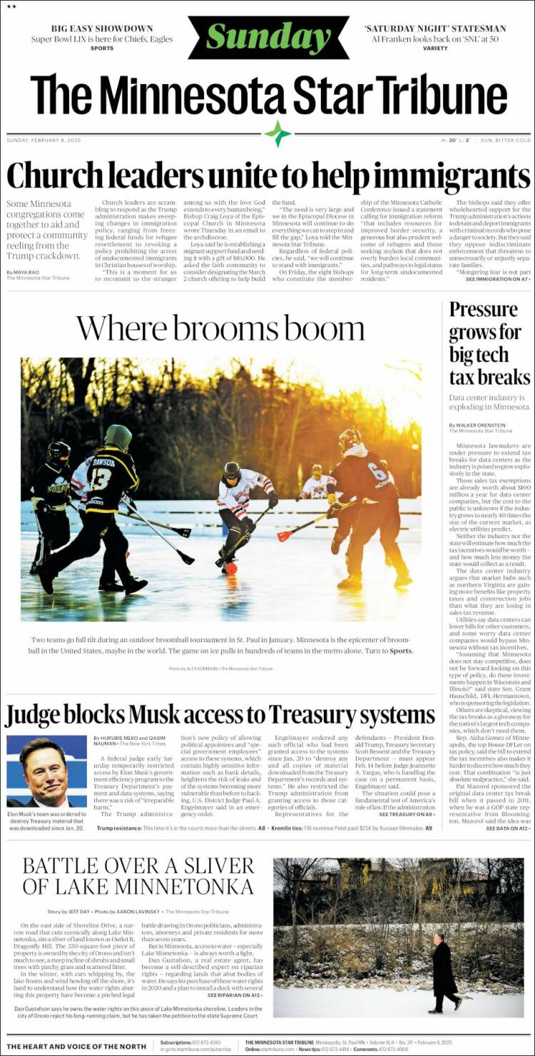 Portada de Star Tribune (USA)