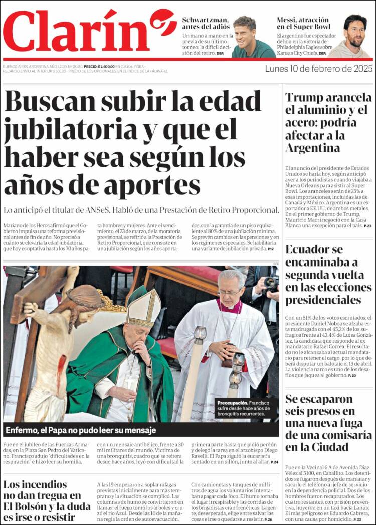 Portada de Clarín (Argentina)