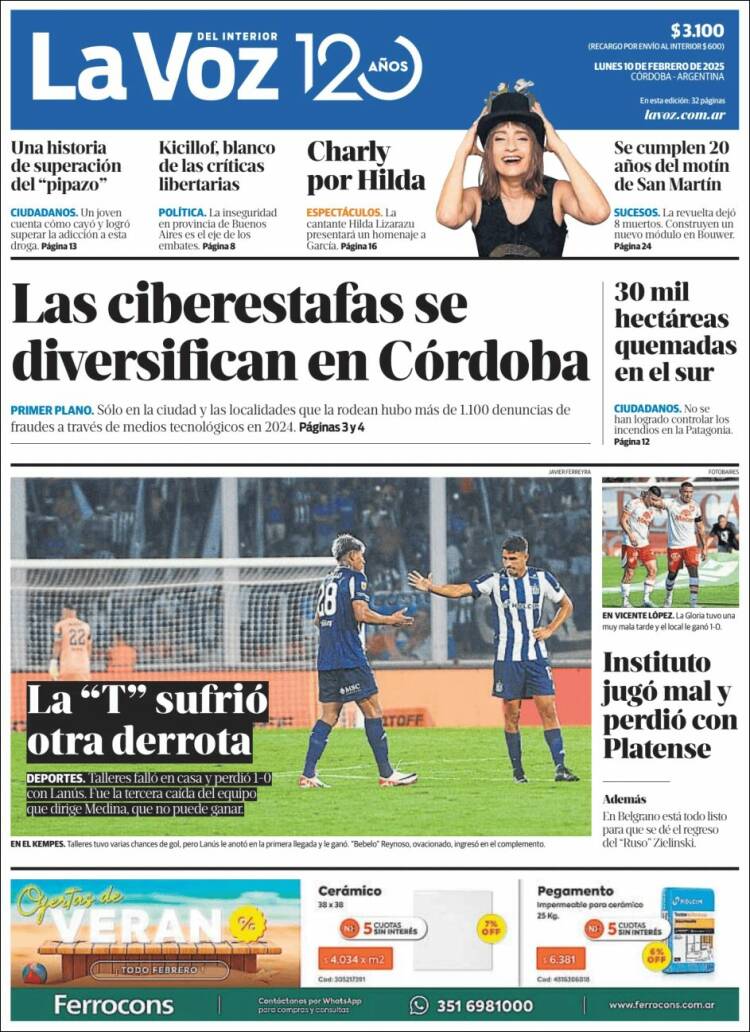 Portada de La Voz del Interior (Argentina)