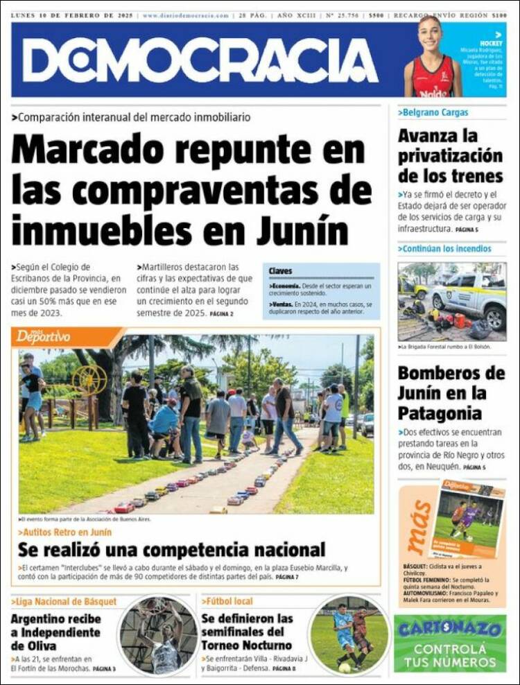 Portada de Diario Democracia (Argentine)