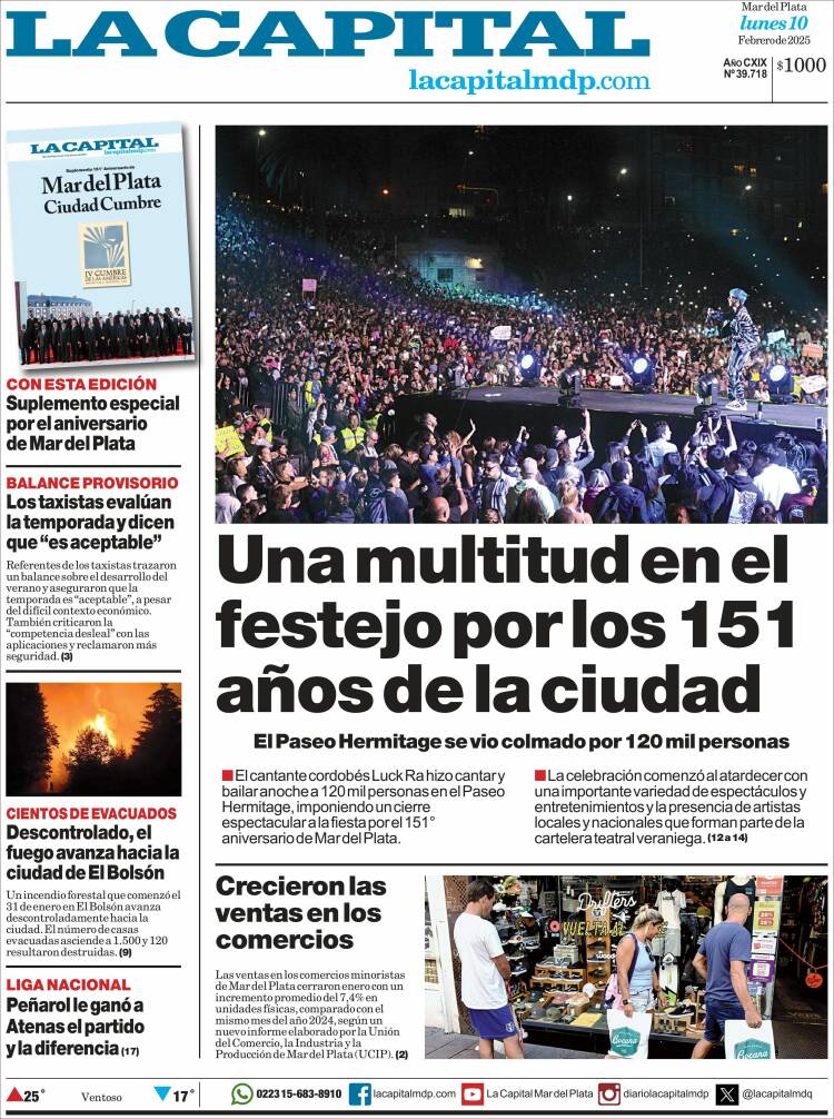 Portada de Diario La Capital - Mar del Plata (Argentina)