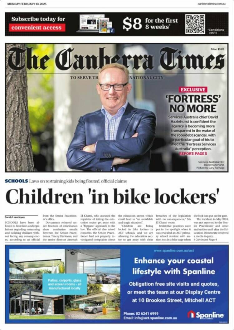 Portada de The Canberra Times (Australia)