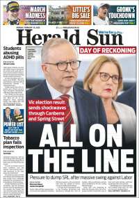 Portada de Herald Sun (Australia)