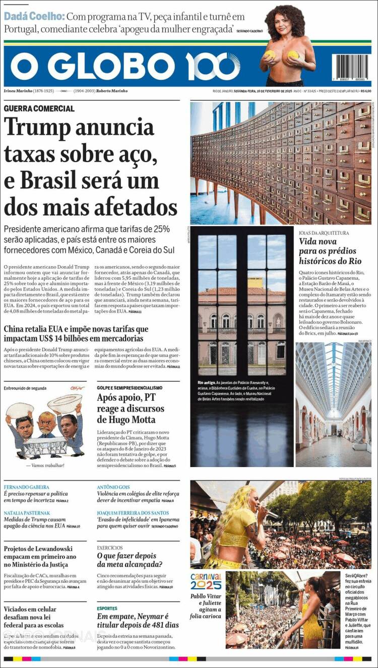 Portada de O Globo (Brasil)