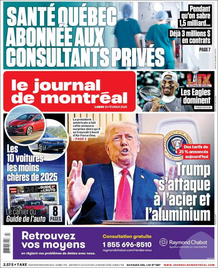 Portada de Le Journal de Montréal (Canada)