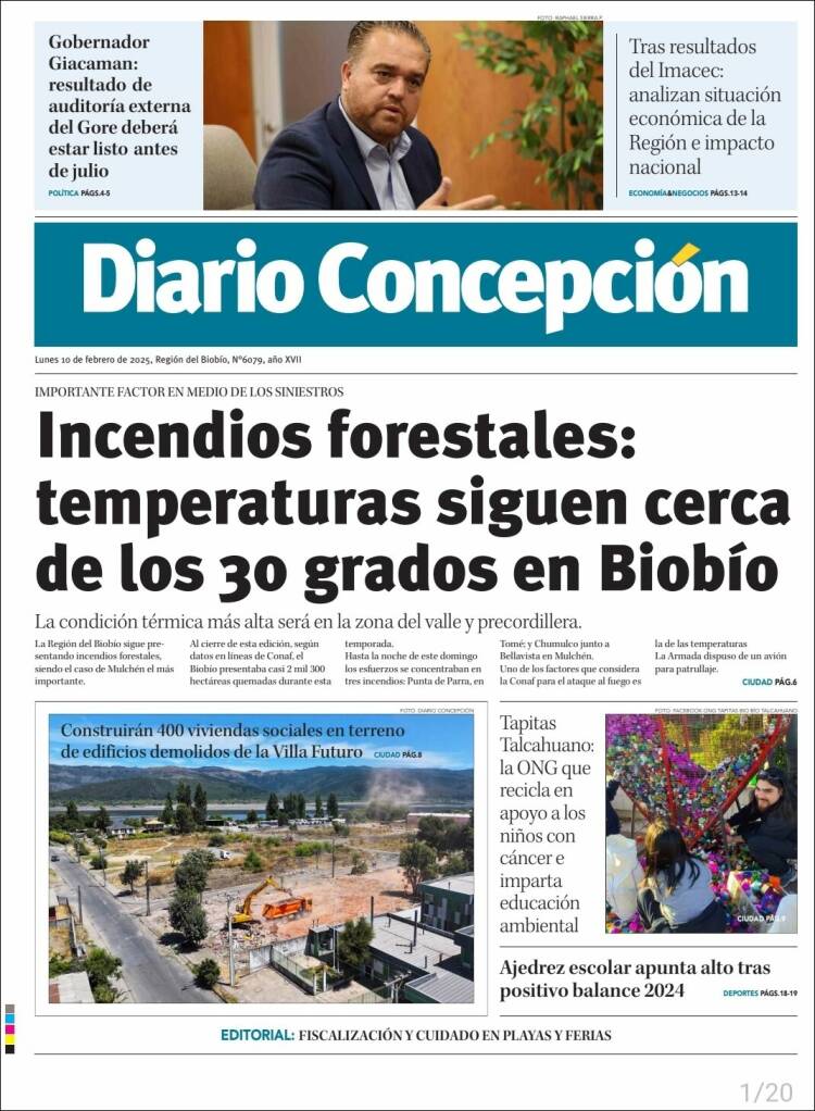 Portada de Diario de Concepción (Chili)