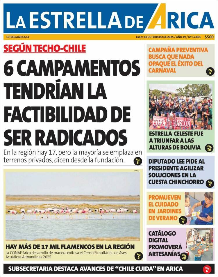 Portada de La Estrella de Arica (Chile)