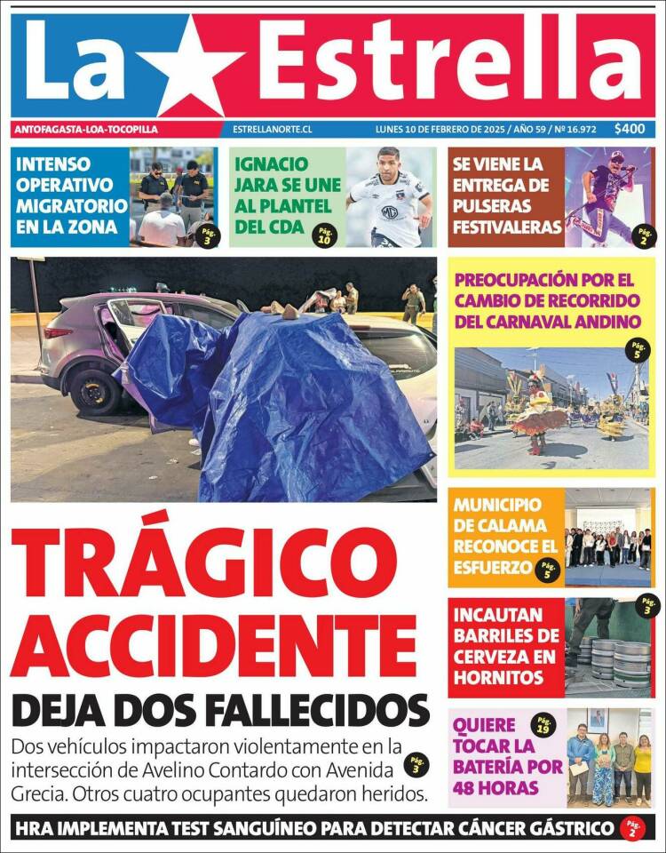 Portada de La Estrella de Tocopilla (Chile)