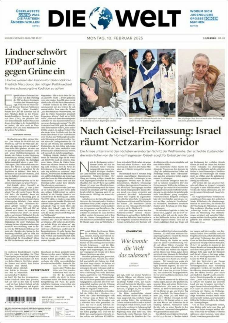 Portada de Die Welt (Allemagne)