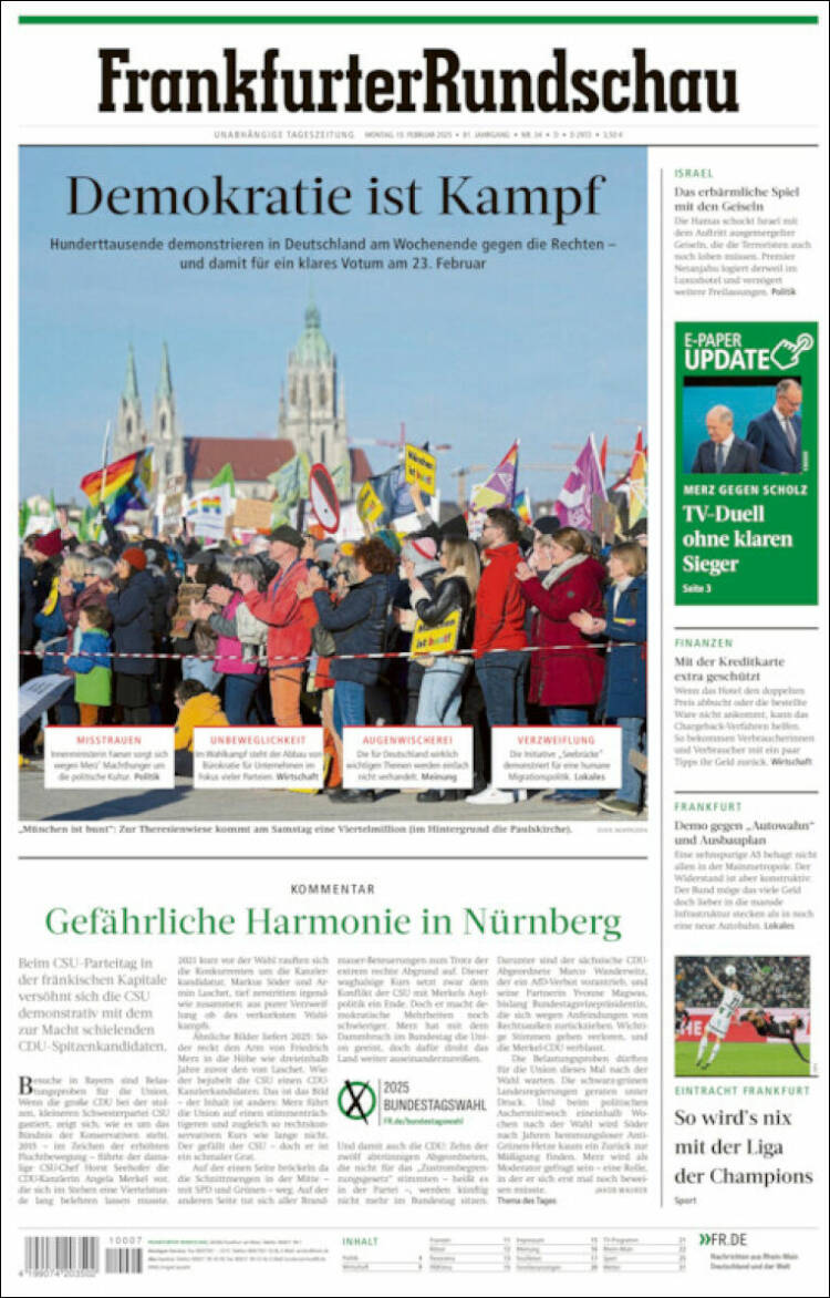 Portada de Frankfurter Rundschau (Allemagne)