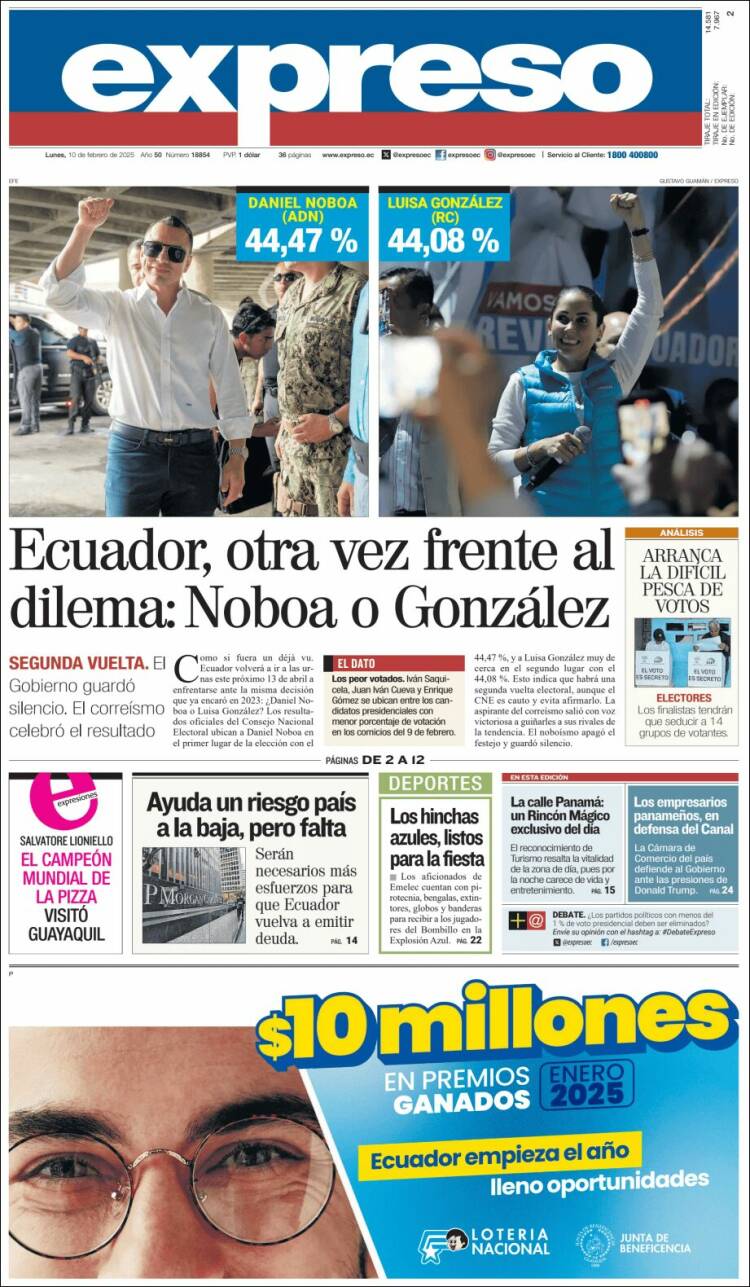 Portada de Expreso (Ecuador)