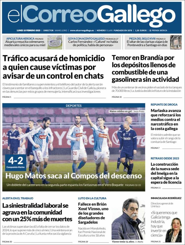 Portada de El Correo Gallego (Espagne)