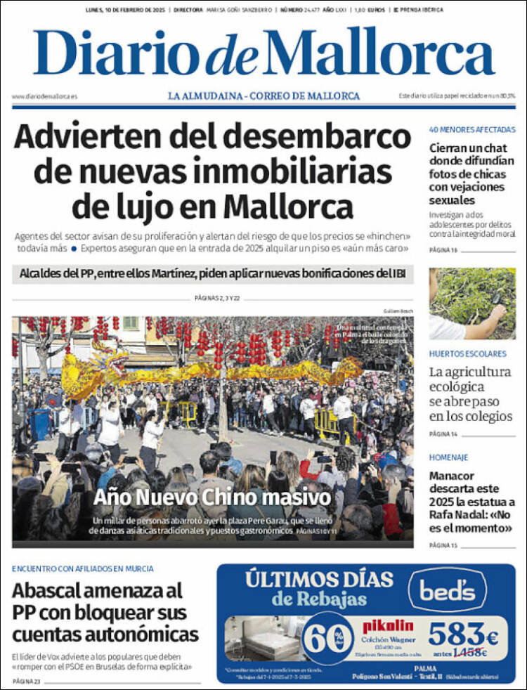 Portada de Diario de Mallorca (España)