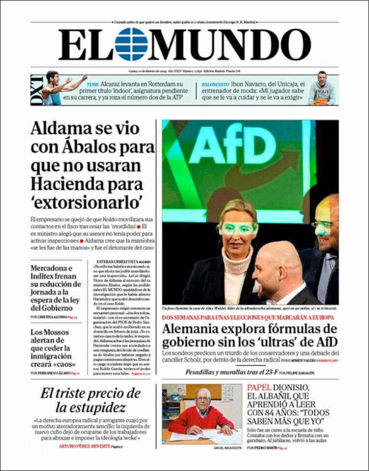 Portada de El Mundo (Espagne)