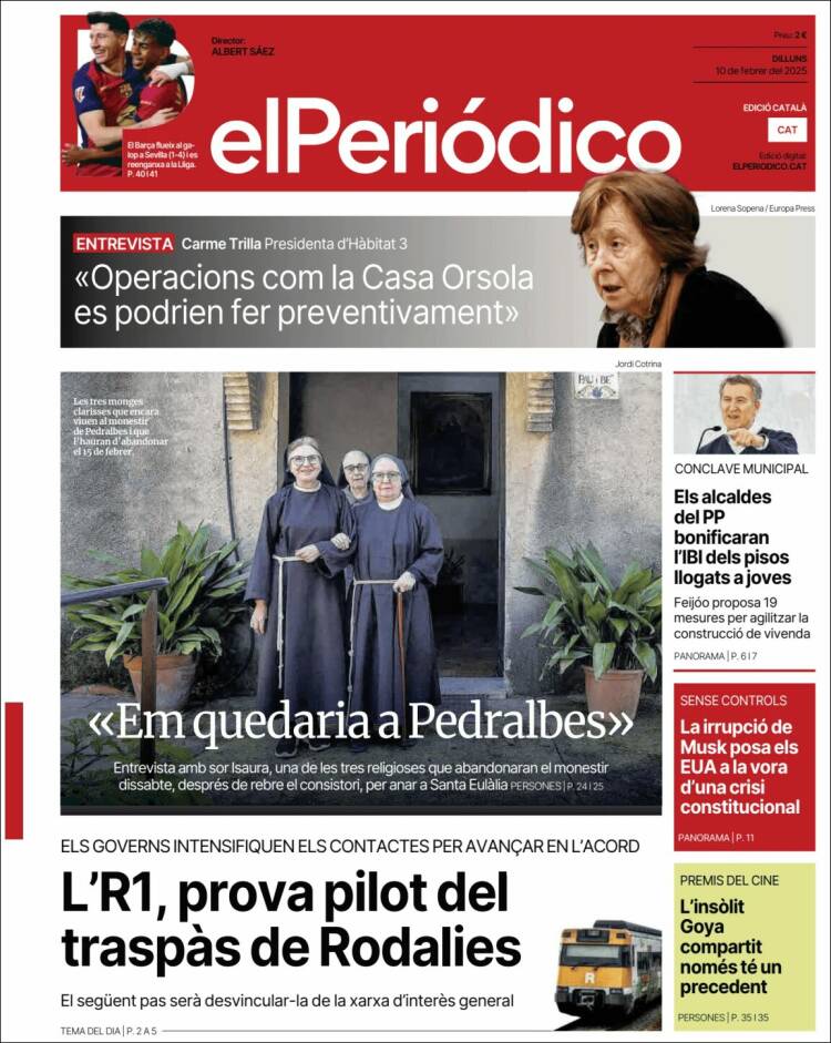 Portada de El Periódico de Catalunya (Espagne)