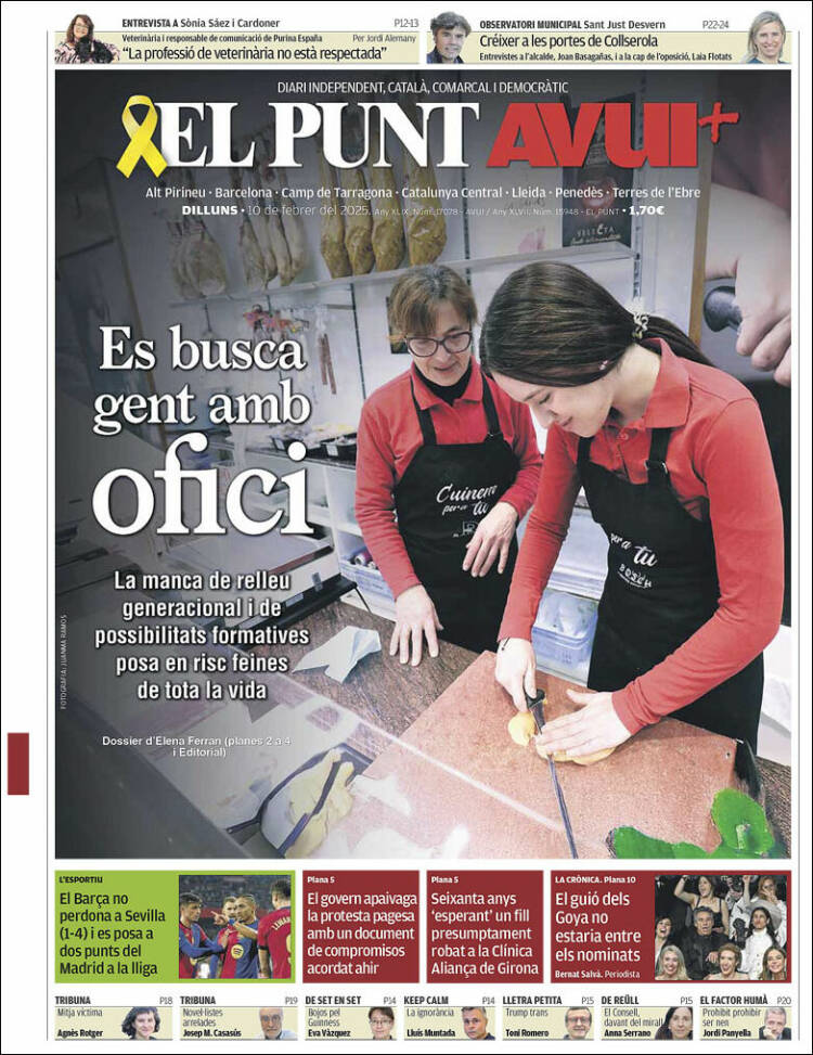 Portada de El Punt Avui (Espagne)