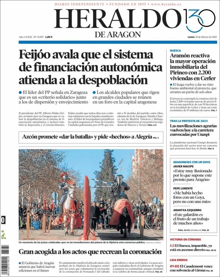 Portada de Heraldo de Aragón (Spain)