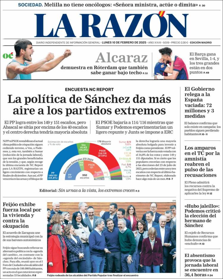 Portada de La Razón (Espagne)