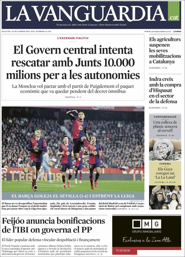 Portada de La Vanguardia (España)