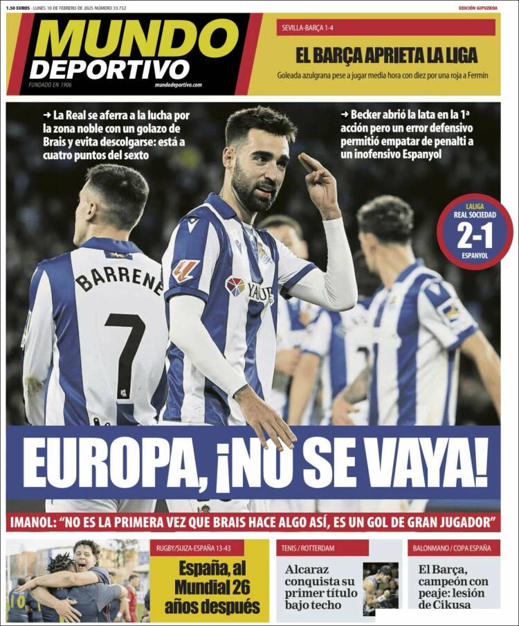 Portada de Mundo Deportivo Gipuzkoa (España)