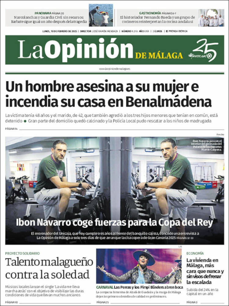 Portada de La Opinión de Málaga (Espagne)